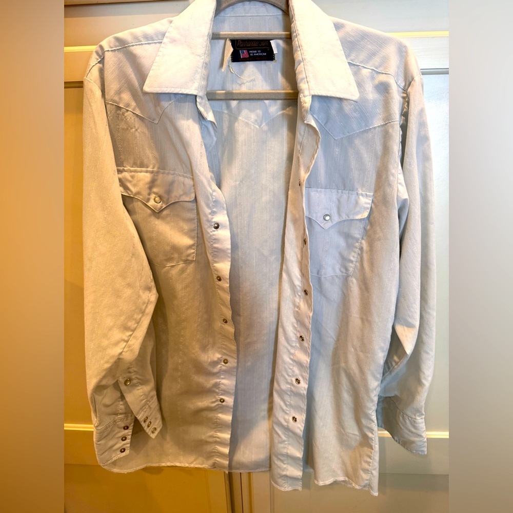 Vintage Panhandle Slim Men's Light Blue Western Shirt